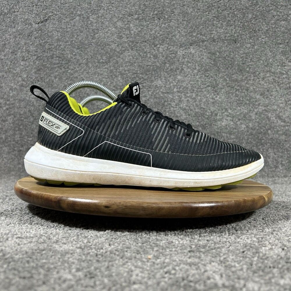FootJoy FJ Flex XP 56253 Men’s Size 9 M Black Green Spikeless Golf Shoes Used